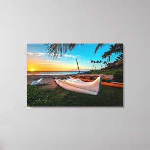 South Maui Beach op Sunset   Maui, Hawaii Canvas Afdruk
