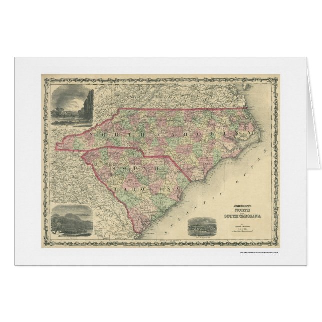 South & North Carolina Map 1861 (Voorkant Horizontaal)