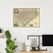 South & North Carolina Map 1861 Poster (Thuiskantoor)
