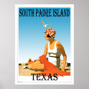 South Padre Island Vintage Beach Poster Design