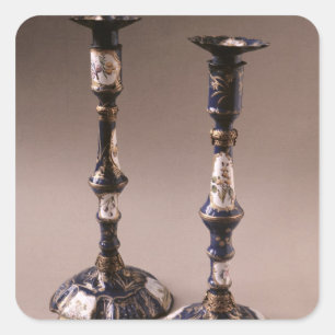 South Staffordshire pair of candlesticks, c.1765 Vierkante Sticker