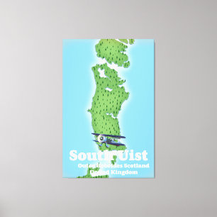 South Uist Outer Hebrides Scotland kaart Canvas Afdruk
