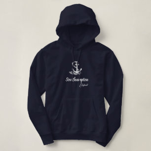 Southampton England Maritime Blue en White Anchor Hoodie
