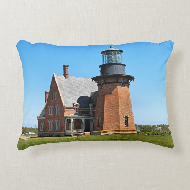 Southeast Lighthouse Block Island RI Accent Pillow Accent Kussen (Voorkant)