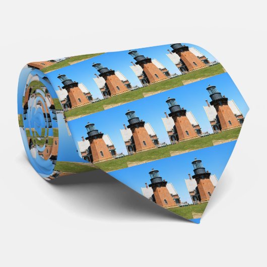 Southeast Lighthouse, Block Island RI Mannen Strop Stropdas (Opgerold)