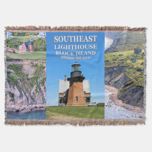 Southeast Lighthouse Block Island RI Throw Blanket Deken