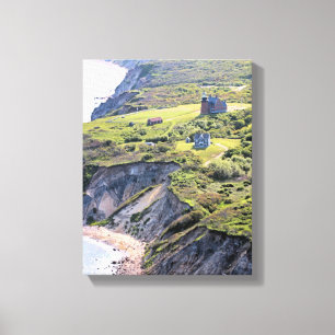 Southeast Lighthouse, Block Island Wrapped Canvas Afdruk