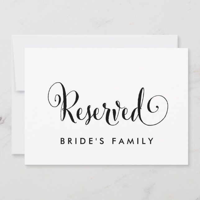 Southern Belle Calligraphy Reserved Sign (Voorkant)