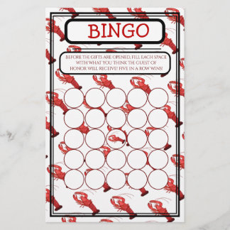 Southern Cajun Red Crawfish Boil Baby shower Bingo