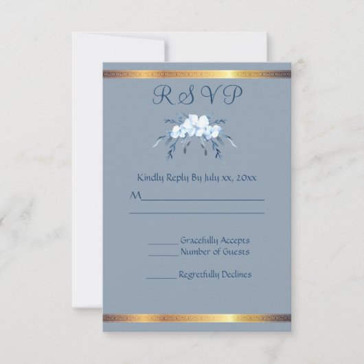 Southern Charm Dusty Blue Wedding Reply RSVP Kaartje (Voorkant)