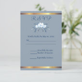 Southern Charm Dusty Blue Wedding Reply RSVP Kaartje (Staand voorkant)