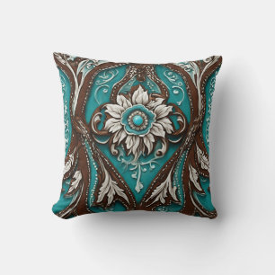 Southern Cowgirl Brown Turquoise Western Land Kussen