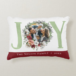 Southern Floral Cotton kerst Joy Holiday Foto Accent Kussen