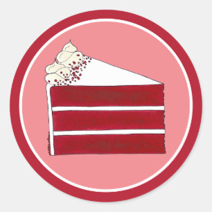 Southern Food Red Velvet Layer Cake Slice Bakkerij Ronde Sticker