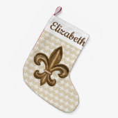 Southern Gold Fleur de Lis & Name Kleine Kerstsok (Voorkant (Hangend))
