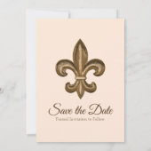 Southern Gold Fleur de Lis Photo Wedding Save The Date (Achterkant)