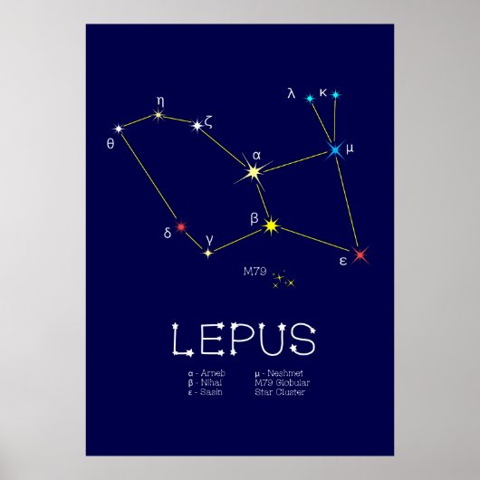 Southern Hemisphere Constellation Lepus Poster (Voorkant)