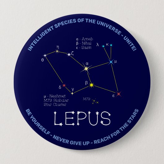 Southern Hemisphere Constellation Lepus Ronde Button 4,0 Cm (Voorkant)
