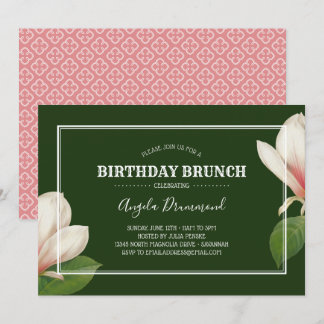 Southern Magnolia Birthday Brunch Green Kaart