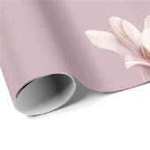 Southern Magnolia Blooms Mauve Pattern Cadeaupapier (Rol Hoek)