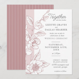 Southern Magnolia Blossom Blush Floral Wedding Kaart