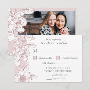 Southern Magnolia Blossom Blush RSVP-fotokaart RSVP Kaartje