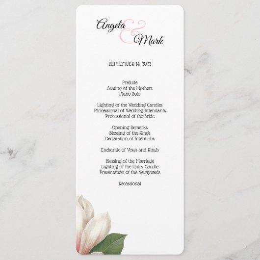 Southern Magnolia Flower Program | Wit Programma (Voorkant)