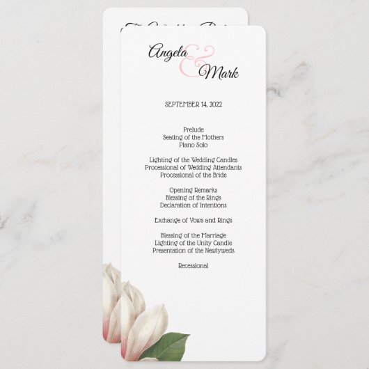 Southern Magnolia Flower Program | Wit Programma (Voorkant / Achterkant)
