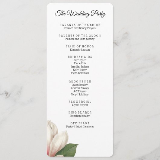 Southern Magnolia Flower Program | Wit Programma (Achterkant)