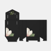 Southern Magnolia Flower Wedding | Elegant Black Bedankdoosjes (Uitgevouwen)