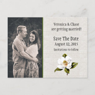 Southern Magnolia Wedding Sla de datum op Aankondigingskaart