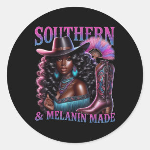 Southern Melanin maakte zwarte cowgirl zwarte gesc Ronde Sticker