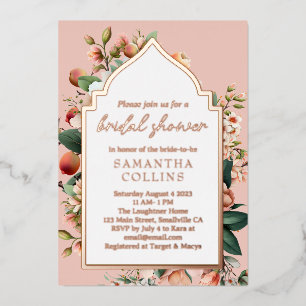 Southern Peach Botanical Vrijgezellenfeest Folie Uitnodiging