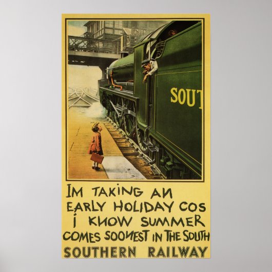 Southern Railway Summer Holiday Old Travel Poster (Devant)