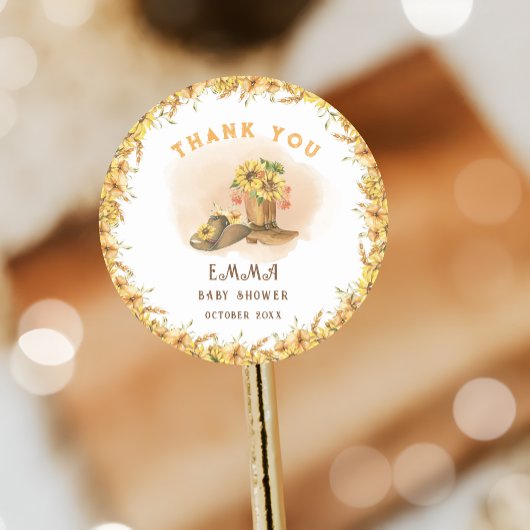 Southern Rodeo Neutral Cowboy Rustiek Baby shower Ronde Sticker