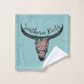 Southern Roots Country Longhorn Rose & Green (Gant de toilette)