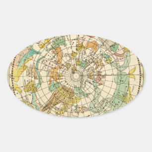 Southern Sky Star Chart and Constellations Map Ovale Sticker