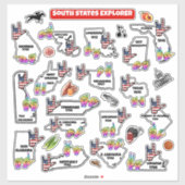 Southern U.S. Region – Educational Sticker Map (Feuille)