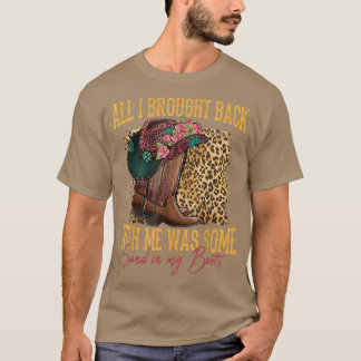 Southern Western Leopard Cowboy Boots Hat Sand In  T-shirt