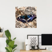 Southern White Admiral Blue Butterfly Painting Poster (Thuiskantoor)
