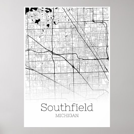 Southfield Map - Michigan - City Map Poster (Voorkant)