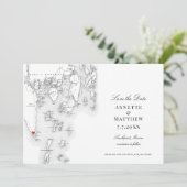 Southport Boothbay Harbour Maine Elegant Map Save The Date (Staand voorkant)