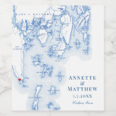 Southport Boothbay Harbour Map Elegant Navy Weddin Wijn Etiket (Enkel label)