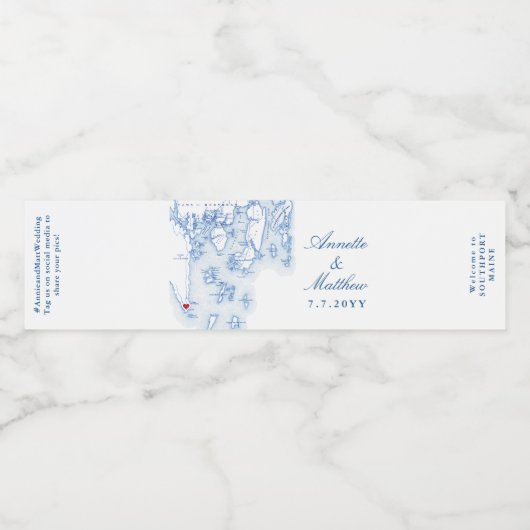 Southport Boothbay Maine Bruiloft Waterfles Etiket (Enkel label)