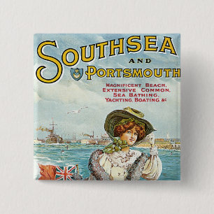 Southsea en Portsmouth Vierkante Button 5,1 Cm