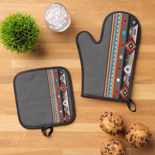 Southwest #1 - kleur aanpasbaar ovenwant & pannenlap set (Top down)