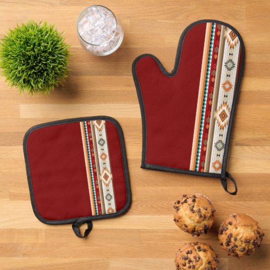 Southwest 2 - veranderlijke kleuren ovenwant & pannenlap set (Top down)