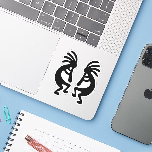 Southwest Black Silhouette Kokopelli Shape Sticker (Laptop met iPhone)