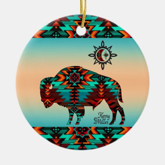 Southwest Buffalo Ceramic Ornament (Voorkant)