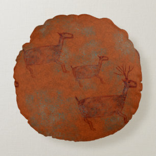 Southwest Canyons Koperkleurige Herten Petroglyphs Rond Kussen